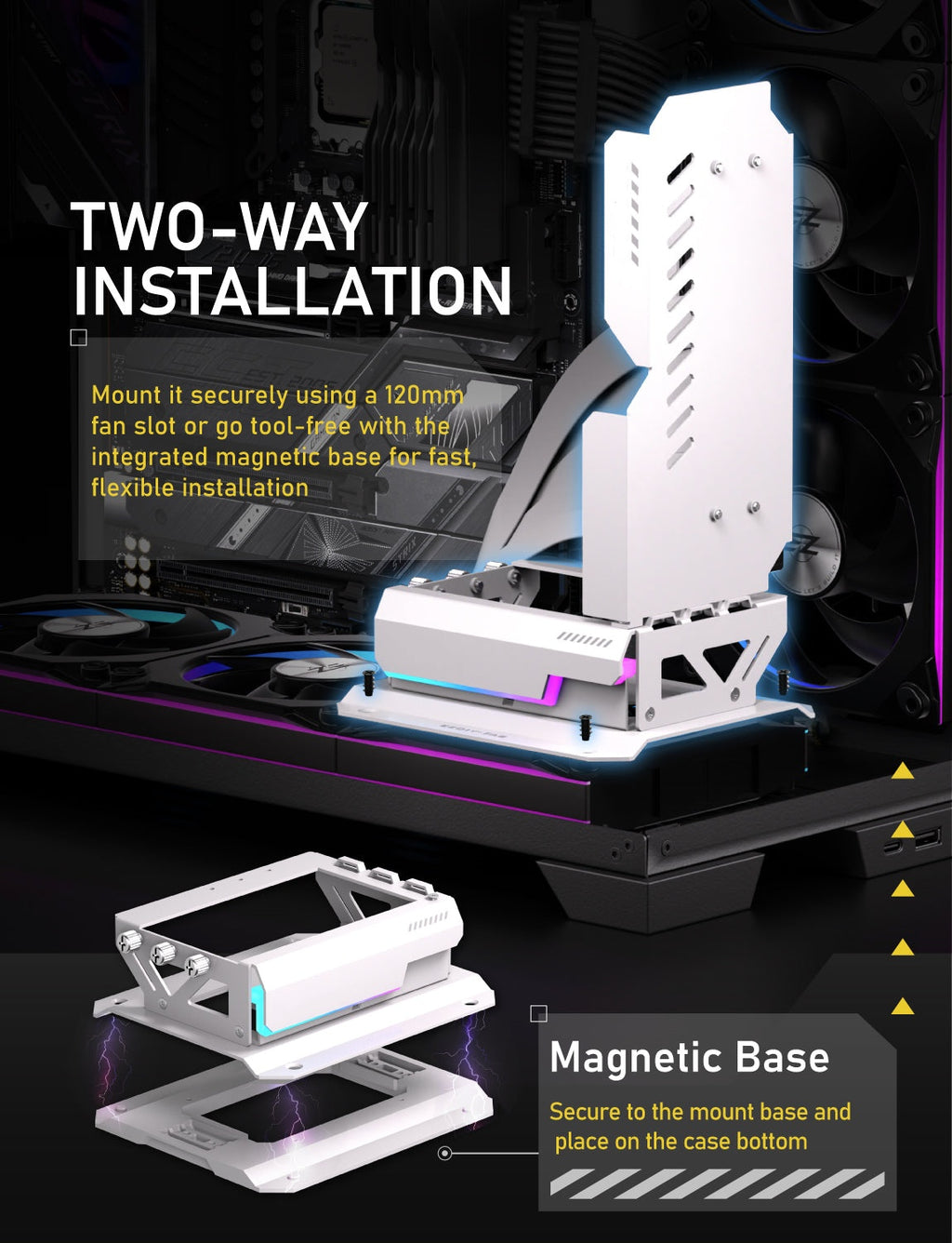 Universal Upright GPU Mount Kit – Adjustable Vertical Graphics Card Holder for PC Case