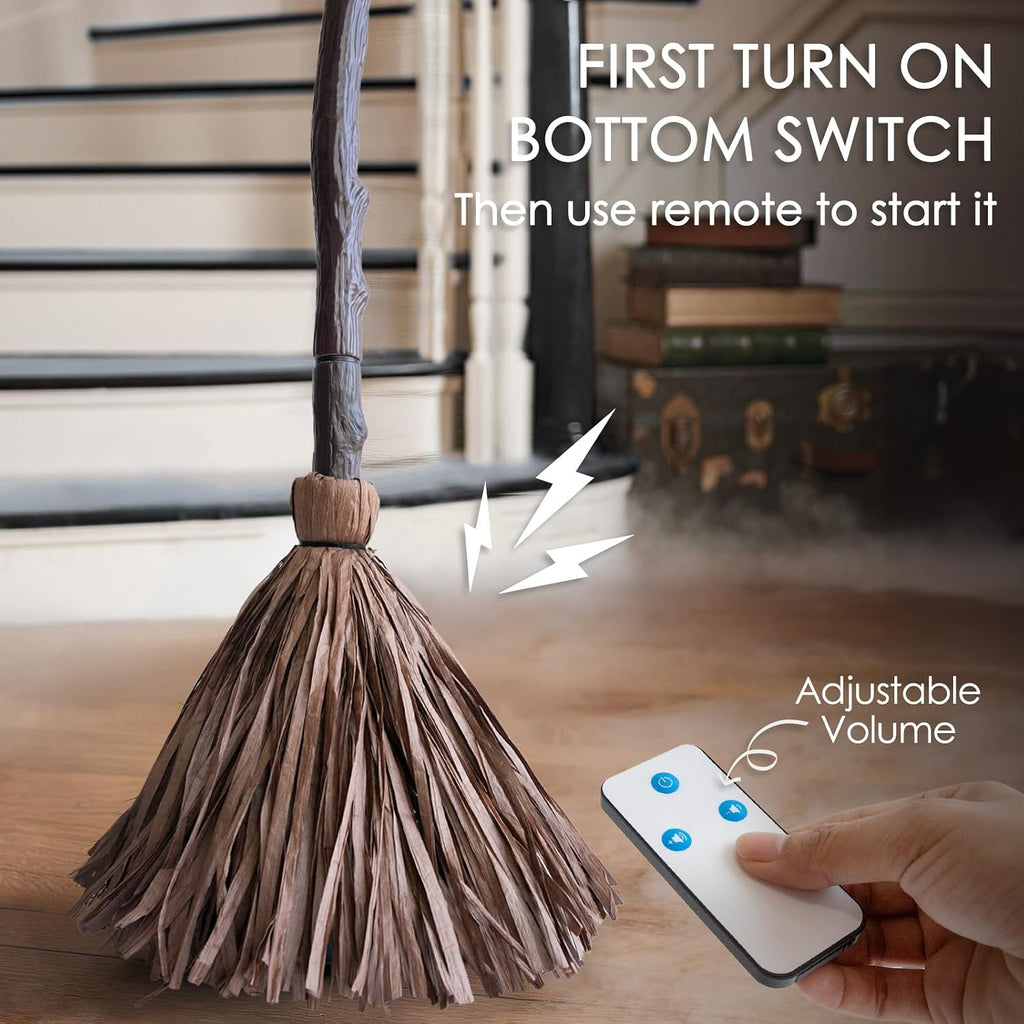 47-Inch Musical Freestanding Broomstick Prop – Halloween Motion-Activated Decor