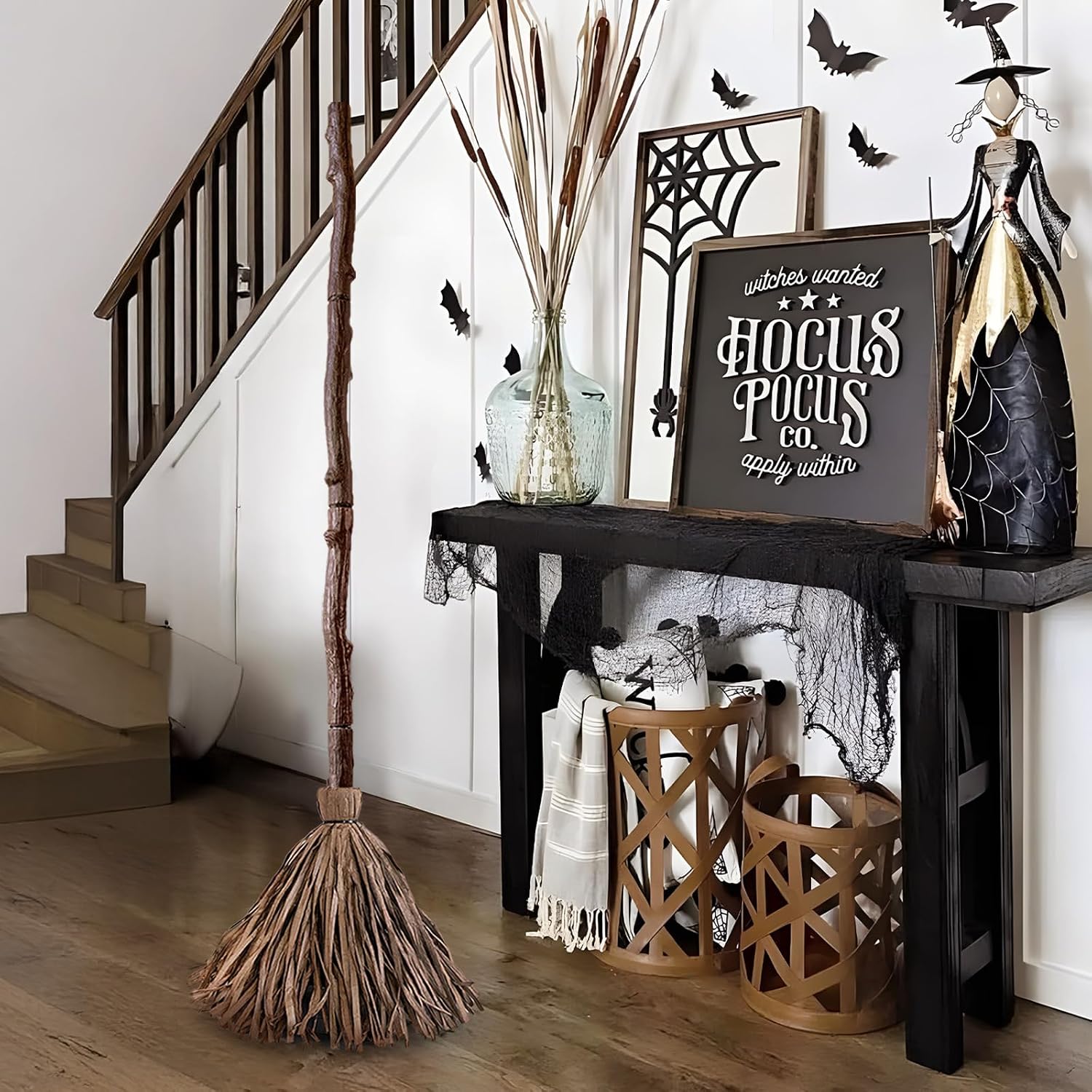 47-Inch Musical Freestanding Broomstick Prop – Halloween Motion-Activated Decor