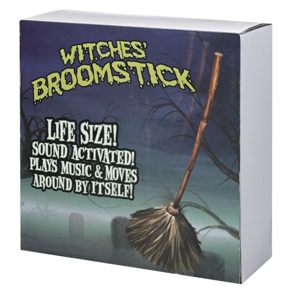 47-Inch Musical Freestanding Broomstick Prop – Halloween Motion-Activated Decor