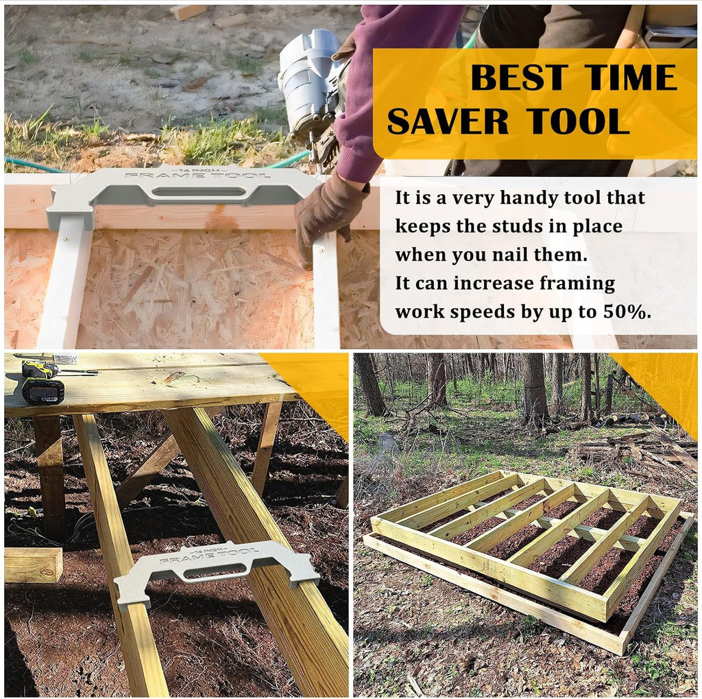 16-Inch Cast Aluminum Framing Spacing Tool – Wall Stud Layout Jig
