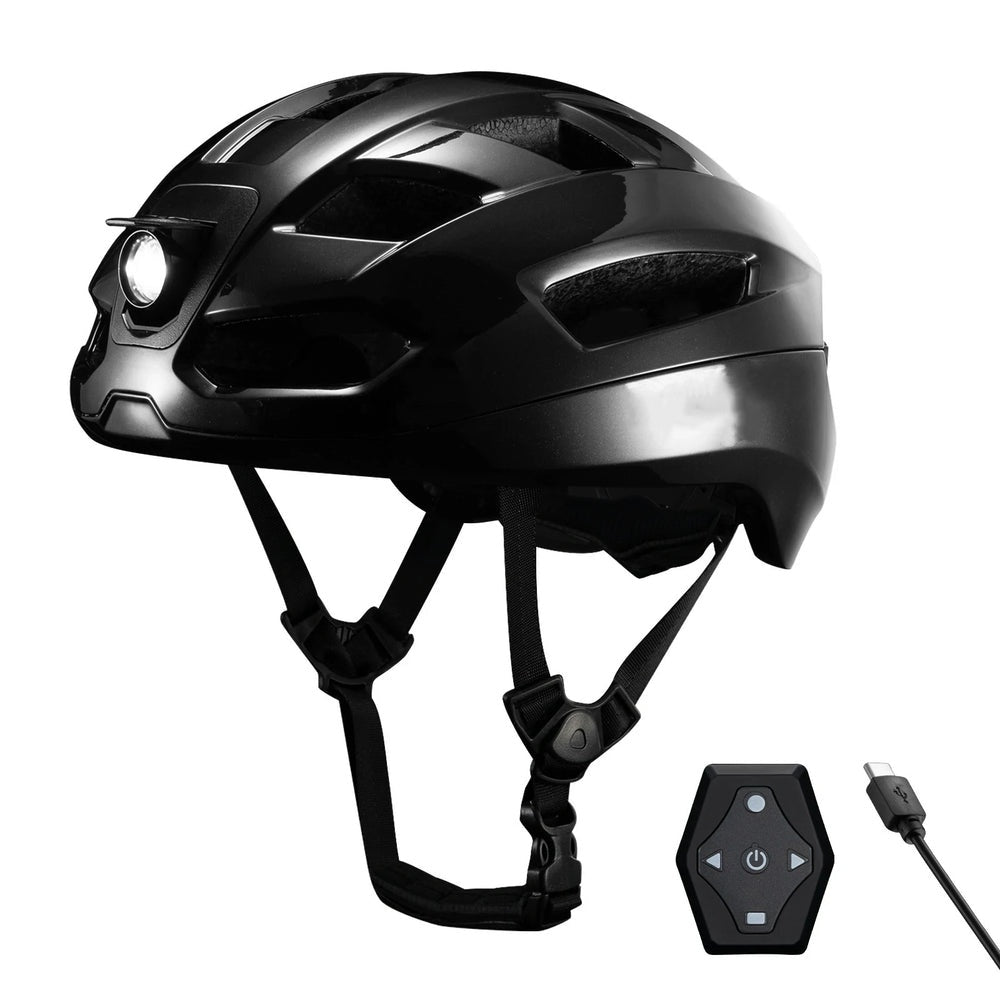 Smart Cycling Helmet with Wireless Headlight, Taillight & Turn Signals – Protective Safety Cap