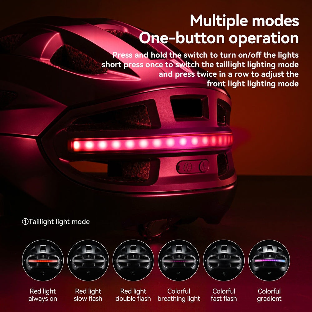 Smart Cycling Helmet with Wireless Headlight, Taillight & Turn Signals – Protective Safety Cap
