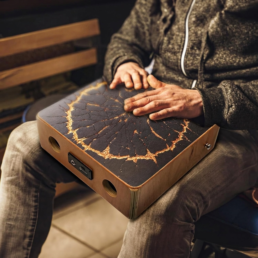 Portable Digital Cajon – Electronic Percussion Box with Multi-Tone Rhythm Controls