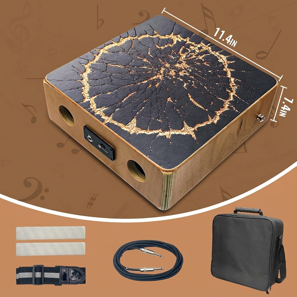 Portable Digital Cajon – Electronic Percussion Box with Multi-Tone Rhythm Controls