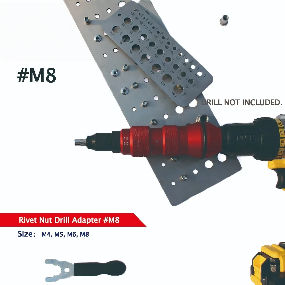 Multi-Size Rivet Nut Drill Adapter Kit