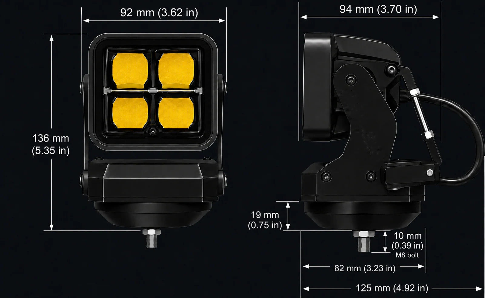 Remote Controlled Rotating LED Spotlight with 4800LM High Output, Waterproof Design & Adjustable Beam for Off-Road Vehicles, Boats and Outdoor Adventures