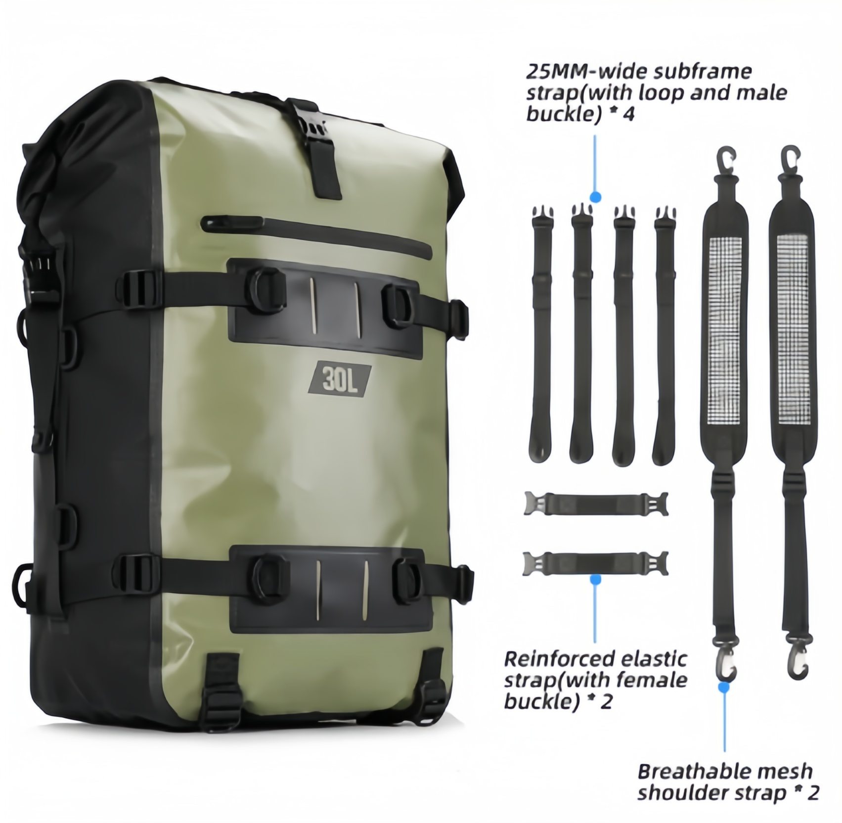 30L Waterproof Motorcycle Tail Bag & Backpack