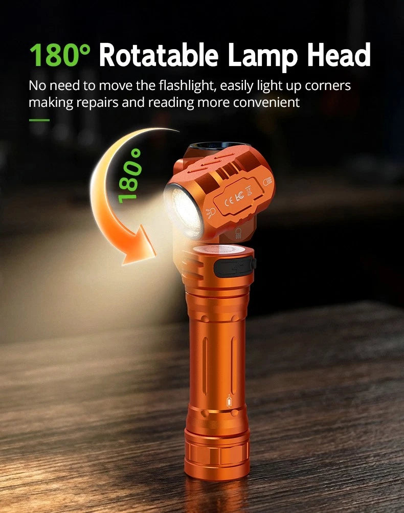 Magnetic Rotating Tactical EDC Flashlight